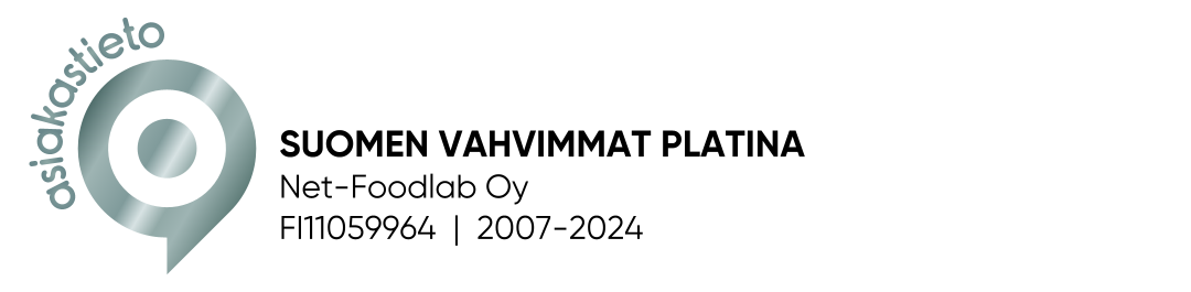 Suomen vahvimmat platina -sertifikaatti: Net-Foodlab Oy FI11059964, 2007-2024